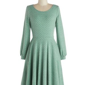 ModCloth Fair Warming Mint Polka-dotted Dress